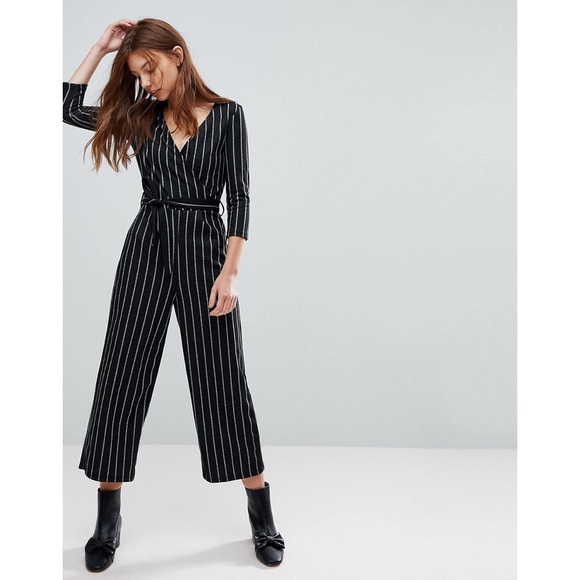 Bershka Pants Jumpsuits Bershka Long Sleeve Wrap Jumpsuit In - Main Image
